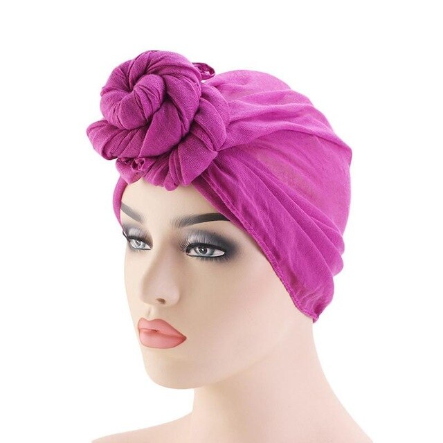 Women Knot Bonnet Chemo Hair Loss Cap Muslim Hijab Long Turban Hats Head Scarf Wrap Islamic Arab Scarf Knot Solid Color 180*70cm