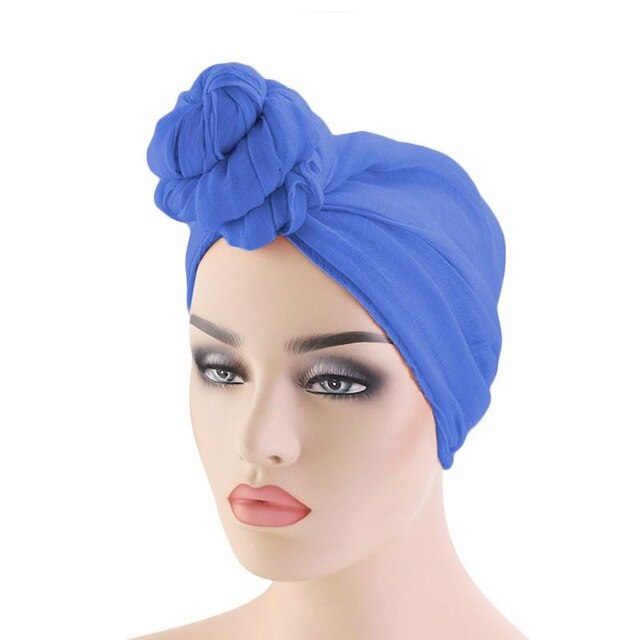 Women Knot Bonnet Chemo Hair Loss Cap Muslim Hijab Long Turban Hats Head Scarf Wrap Islamic Arab Scarf Knot Solid Color 180*70cm