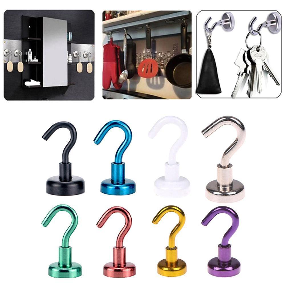 Magnetic Hooks Powerful Hook Magnet Holder 10kg Suction Wall Hook Holder Support Hardware Magnetic Tool Silver