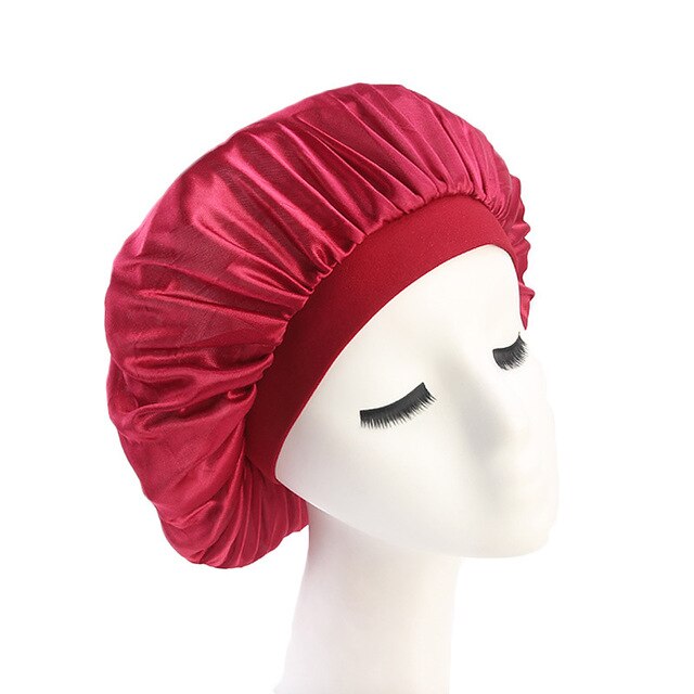 58cm Adjust Solid Satin Bonnet Hair Styling Cap Long Hair Care Women Night Sleep Hat Silk Head Wrap Shower Cap Hair Styling Tool