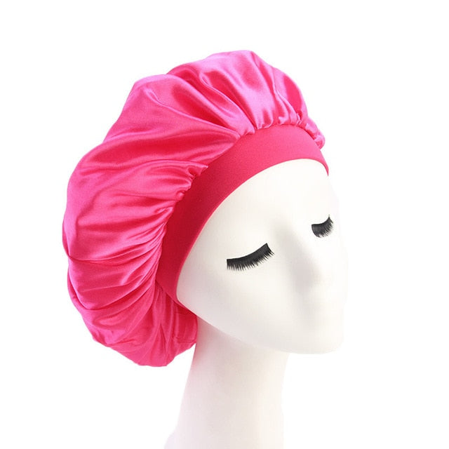 58cm Adjust Solid Satin Bonnet Hair Styling Cap Long Hair Care Women Night Sleep Hat Silk Head Wrap Shower Cap Hair Styling Tool