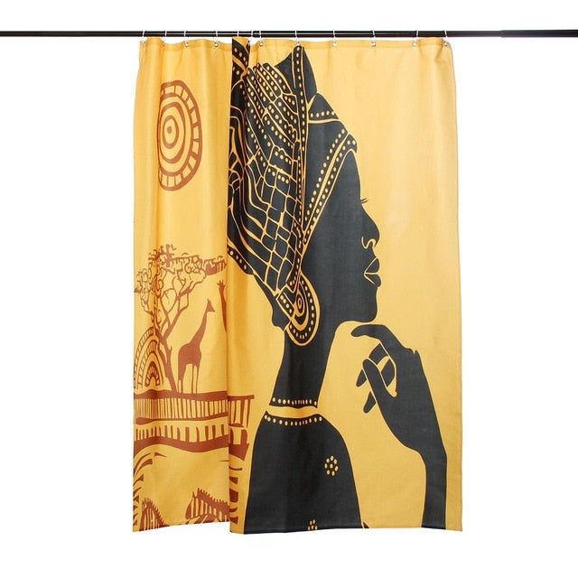 4pcs/set Shower Curtain Bath Mat Set African Woman Pattern  Pedestal Rug Lid Toilet Cover Anti-slip Mat Bathroom Curtains