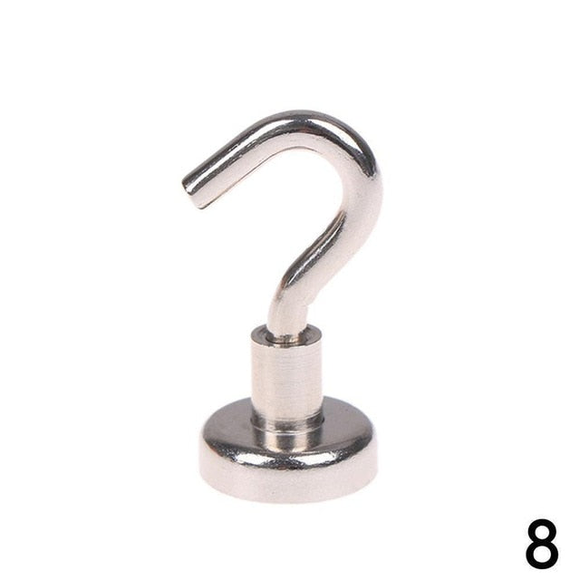 Magnetic Hooks Powerful Hook Magnet Holder 10kg Suction Wall Hook Holder Support Hardware Magnetic Tool Silver