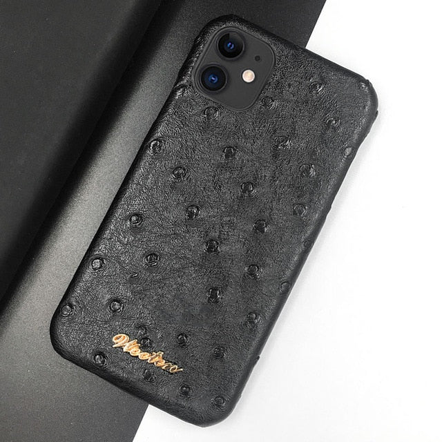 Luxury Ostrich Imitation Leather Case For iPhone 11 Pro Max XS 7 8 6 6S Plus X XR Hard Cover For Airpods Charging Earphone Cases