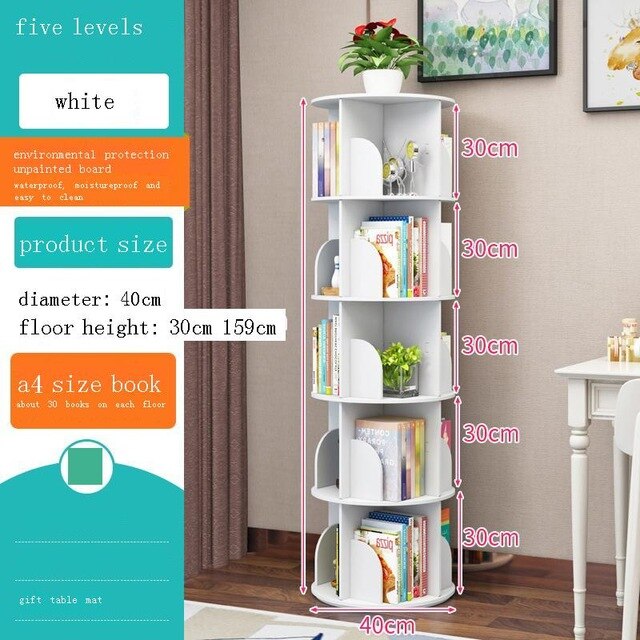 Estanteria Decoration Industrielle Libreria Legno Rotatable Rotate Librero Book Rack Home Furniture Bookcase Bookshelf Case