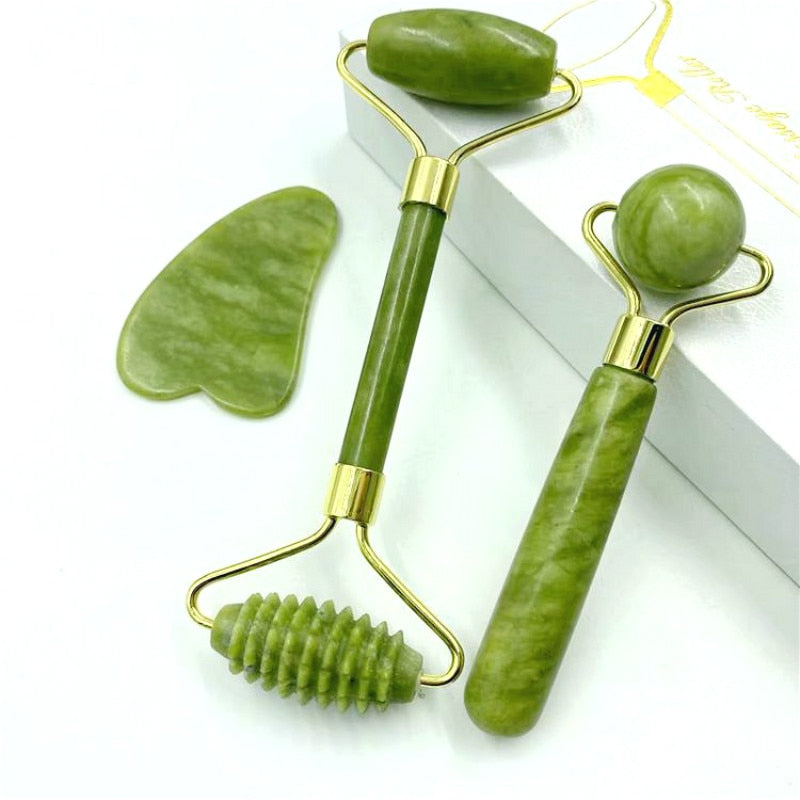 Natural Jade Massage Roller Stone - Facial Massager