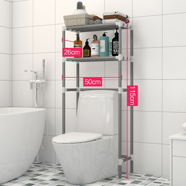 Thicken Stainless Steel Rack Toilet Cabinet Shelving Kitchen Washing Machine Rack Bathroom Space-saving Shelf clean Finish Hold