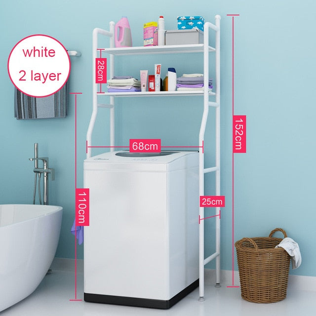 Thicken Stainless Steel Rack Toilet Cabinet Shelving Kitchen Washing Machine Rack Bathroom Space-saving Shelf clean Finish Hold