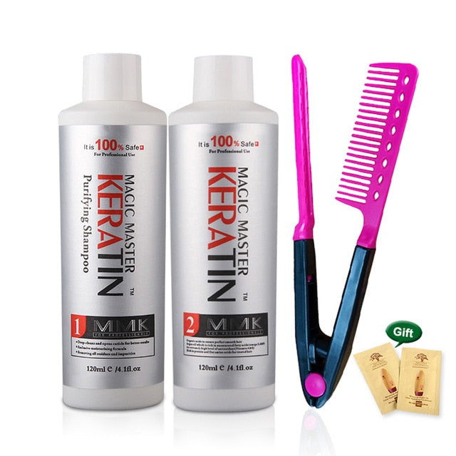 120ml MMK keratin Treatment Keratin Coconut Oil Hair Straightening Cream Without Formalin Hair Treatment Set+Free Red Comb