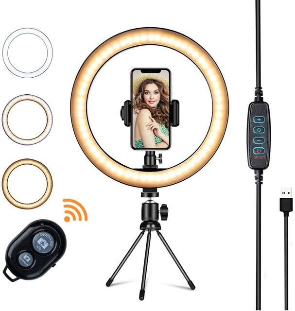 LED Ring Light with Tripod Stand Phone Holder YTOM 10" Selfie Ring Light Makeup Phone Ring Lamp for YouTube Video Photography