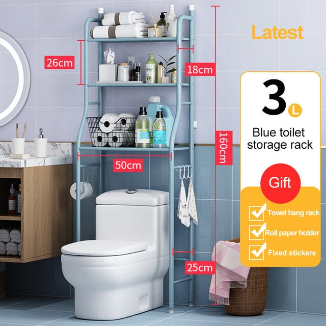 Thicken Stainless Steel Rack Toilet Cabinet Shelving Kitchen Washing Machine Rack Bathroom Space-saving Shelf clean Finish Hold