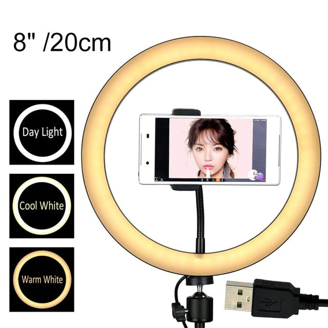 8/10/12 Inch USB charger New Selfie Ring Light Flash Led Camera Phone Photography Enhancing Photography for Smartphone Studio