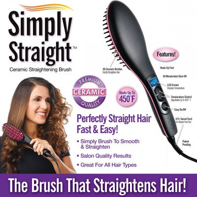 Pro Straightening Irons Electric Simply Hair Straightener Brush Styling Hair Straightener Comb Hair Care Auto Massager Fast Hair