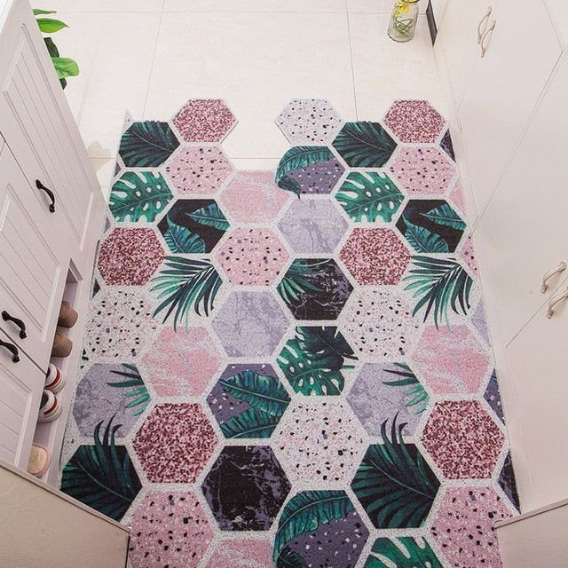 Custom Anti-slip Door Mat PVC Silk Loop Entrance Rubbing Irregular Shape Rug Nordic Minimalist Dust Carpet Kitchen Mat