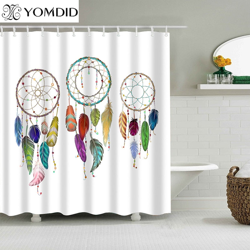 Quality Bathroom Shower Curtain Polyester Bath Curtains Multi-size Colorful Feather Pattern 3D Printed Shower Curtain Home Decor