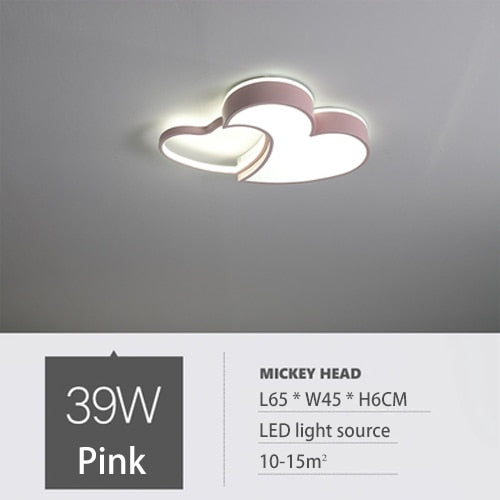 Modern LED Heart Shaped Ceiling Light with Remote Control Dimmable Pink Gold Lamp for Children's Room Nursery Kids Girls Bedroom