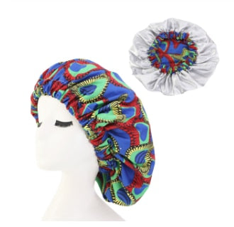 African pattern satin linned bonnet With Long Ribbon headwrap Double Layer Headwrap headscarf Ankara Big Size Women Hair Cover