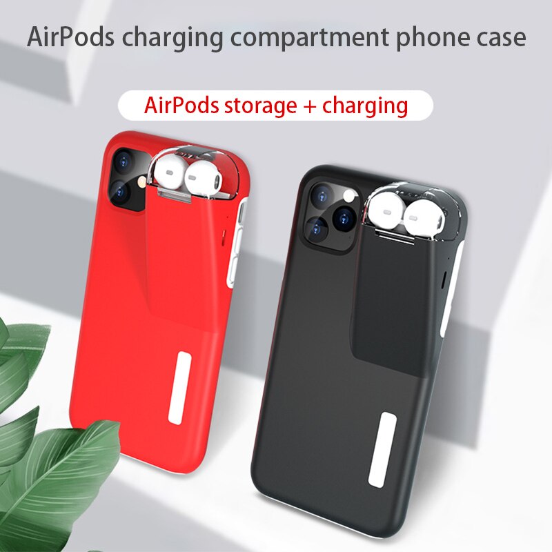 AirPod Charging Case Phone Case 2 in 1 for iPhones 11 Pro Max 6 6s 6 8 Plus Color Back Cover Gift Accessories for Mobile Phones