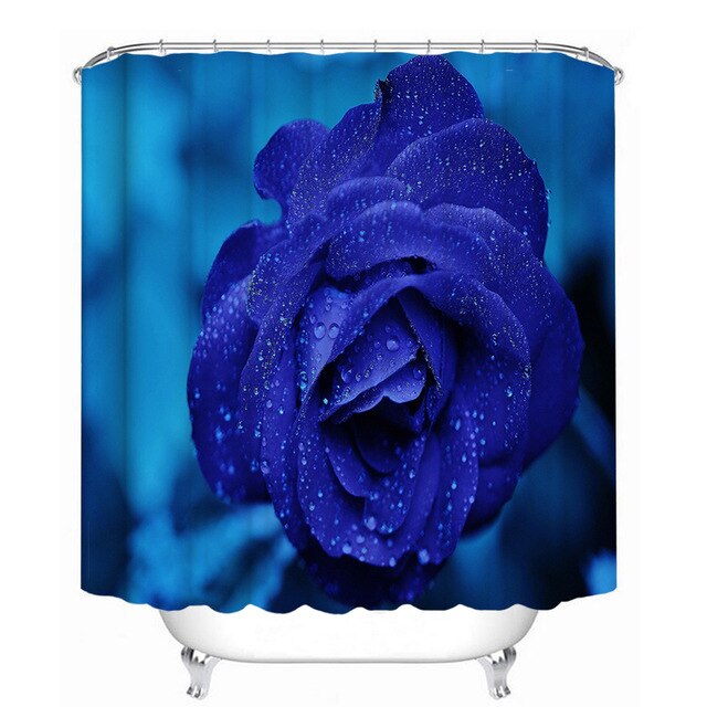 Beautiful Colorful Rose Shower Curtain Bathroom Curtains Set Purple Flowers Pedestal Rug Lid Toilet Cover Mat with 12 Hooks