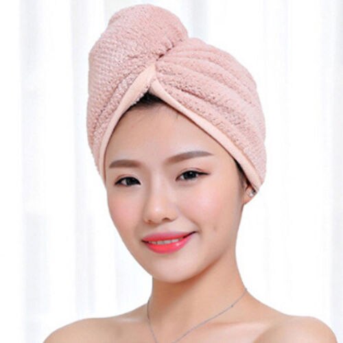 Hair Quick Drying Towel Turbie Twist Wrap Loop Button Bath Turban Dry Hair Cap Coral Velvet Shower Cap Quick Drying Strong Wate