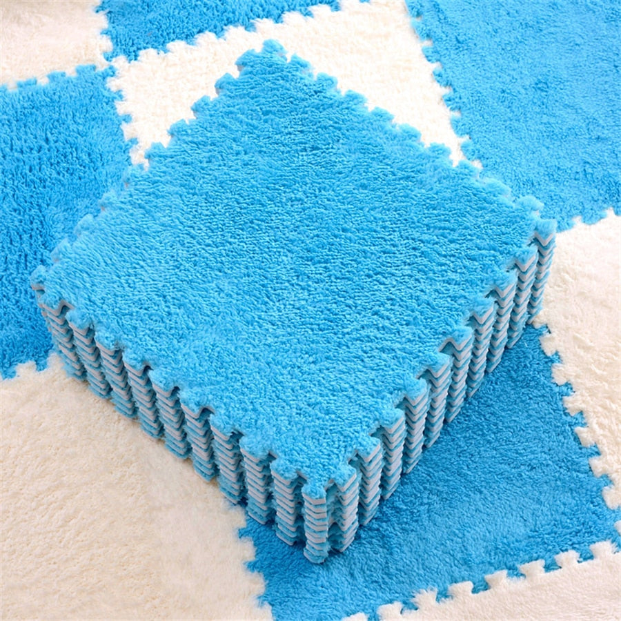 30X30cm DIY Jigsaw Shaggy Carpets Living Room Bedroom Soft Floor Area Rug Children Kids Magic Patchwork Plush Mat Baby Playmat