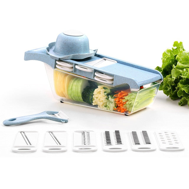 Multifunctional Vegetable Cutter Fruit Slicer Grater Shredders Drain Basket Slicers 8 In 1 Gadgets Kitchen Accessories