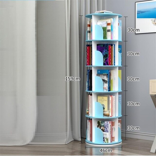 Industrielle Rangement Chambre Enfant Shelf Wood Rotate Rotatable Book Rack Modern Libreria Scaffale Bookcase Bookshelf Case