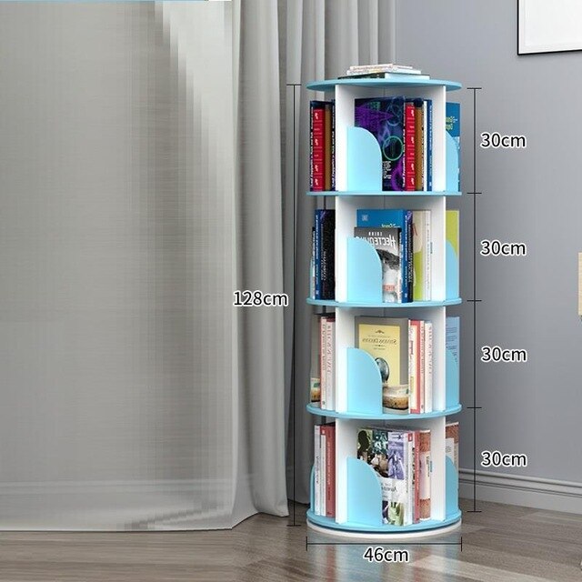 Industrielle Rangement Chambre Enfant Shelf Wood Rotate Rotatable Book Rack Modern Libreria Scaffale Bookcase Bookshelf Case