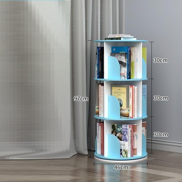 Industrielle Rangement Chambre Enfant Shelf Wood Rotate Rotatable Book Rack Modern Libreria Scaffale Bookcase Bookshelf Case