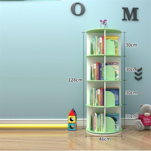 Industrielle Rangement Chambre Enfant Shelf Wood Rotate Rotatable Book Rack Modern Libreria Scaffale Bookcase Bookshelf Case