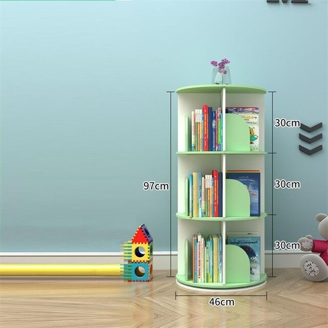 Industrielle Rangement Chambre Enfant Shelf Wood Rotate Rotatable Book Rack Modern Libreria Scaffale Bookcase Bookshelf Case