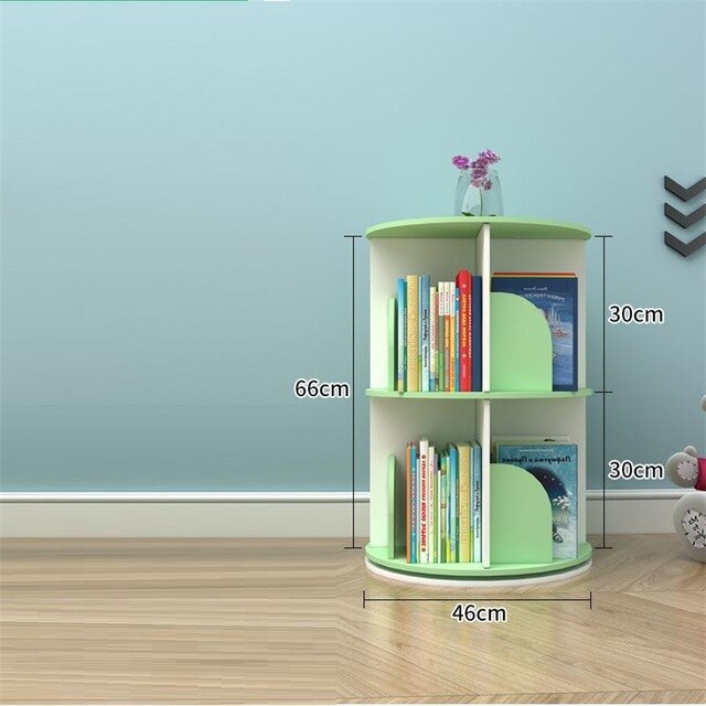 Industrielle Rangement Chambre Enfant Shelf Wood Rotate Rotatable Book Rack Modern Libreria Scaffale Bookcase Bookshelf Case