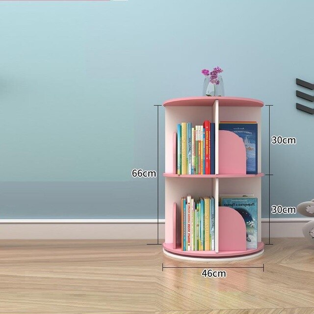 Industrielle Rangement Chambre Enfant Shelf Wood Rotate Rotatable Book Rack Modern Libreria Scaffale Bookcase Bookshelf Case