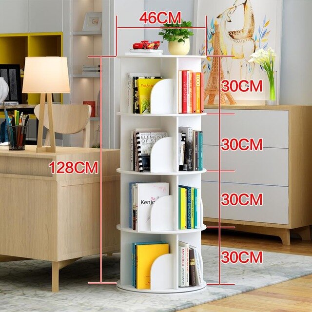 Industrielle Rangement Chambre Enfant Shelf Wood Rotate Rotatable Book Rack Modern Libreria Scaffale Bookcase Bookshelf Case