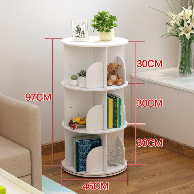 Industrielle Rangement Chambre Enfant Shelf Wood Rotate Rotatable Book Rack Modern Libreria Scaffale Bookcase Bookshelf Case