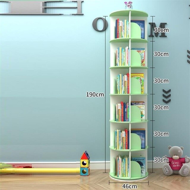 Industrielle Rangement Chambre Enfant Shelf Wood Rotate Rotatable Book Rack Modern Libreria Scaffale Bookcase Bookshelf Case