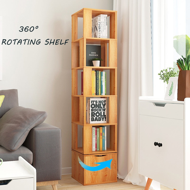 Rotatable Kids Simple Bookshelf Bedroom Modern Students Creative Land Bookcase Living Room Bookrack Multilayer Storage Cabinet