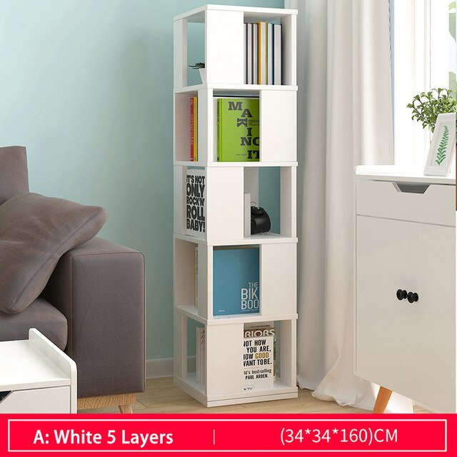 Rotatable Kids Simple Bookshelf Bedroom Modern Students Creative Land Bookcase Living Room Bookrack Multilayer Storage Cabinet