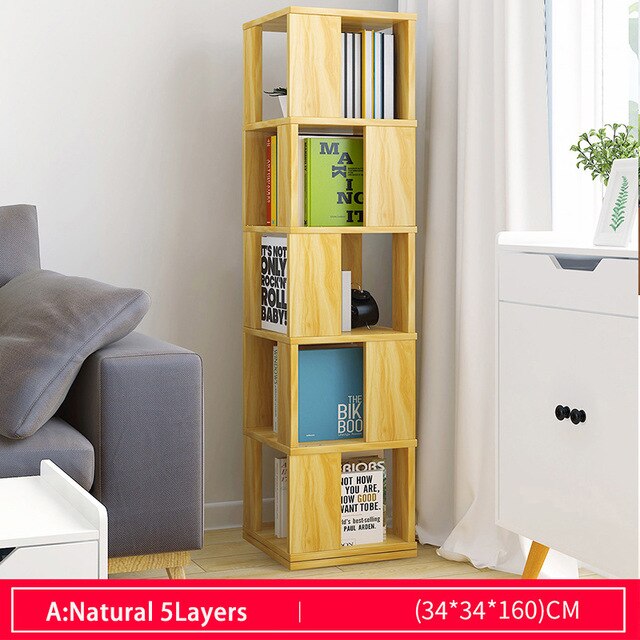 Rotatable Kids Simple Bookshelf Bedroom Modern Students Creative Land Bookcase Living Room Bookrack Multilayer Storage Cabinet