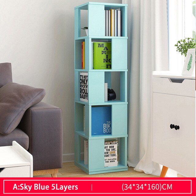 Rotatable Kids Simple Bookshelf Bedroom Modern Students Creative Land Bookcase Living Room Bookrack Multilayer Storage Cabinet