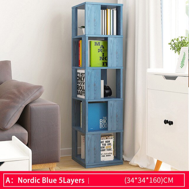 Rotatable Kids Simple Bookshelf Bedroom Modern Students Creative Land Bookcase Living Room Bookrack Multilayer Storage Cabinet