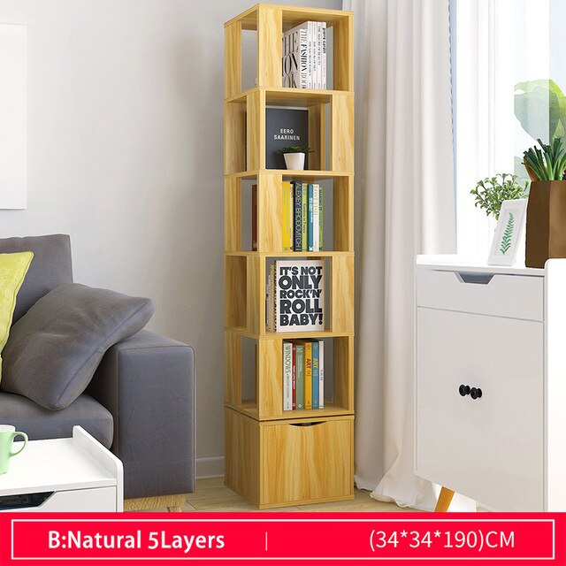 Rotatable Kids Simple Bookshelf Bedroom Modern Students Creative Land Bookcase Living Room Bookrack Multilayer Storage Cabinet