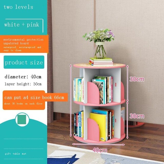 Infantil Kid Bookshelf Shabby Estanteria Madera Rotatable Rotate Libreria Scaffale Modern Rack Home Furniture Book Shelf Case