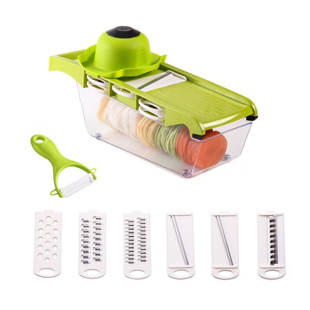 Multifunctional Vegetable Cutter Fruit Slicer Grater Shredders Drain Basket Slicers 8 In 1 Gadgets Kitchen Accessories